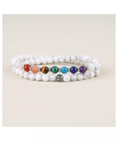 OM Crystal 7 Chakra Bracelet for Women Howlite 18.4 Centimeters $13.34 Bracelets