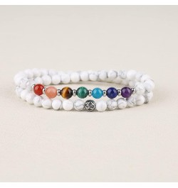 OM Crystal 7 Chakra Bracelet for Women Howlite 18.4 Centimeters $13.34 Bracelets