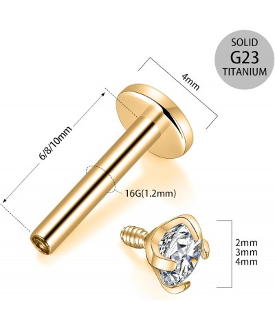 G23 Titanium 16G 6/8/10mm Clear CZ/Opal Internally Threaded Labret Monroe Lip Studs 6mm Helix Cartilage Tragus Earring Pierci...