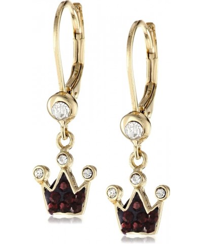 Girls' 14K Gold-Plated Crystal Crown Lever-Back Earrings Purple $12.09 Earrings