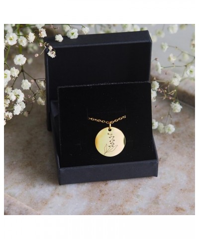 Birth Flower Necklace for Women - 18K Gold Plated Coin Pendant Necklace - Personalized Necklaces Month Flower - Gold Chain Da...