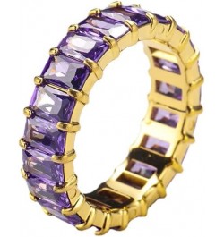 Women's Stainless Steel Colorful Zircon Gemstone Ring Size 6-10 7 Gold-Purple $10.25 Rings