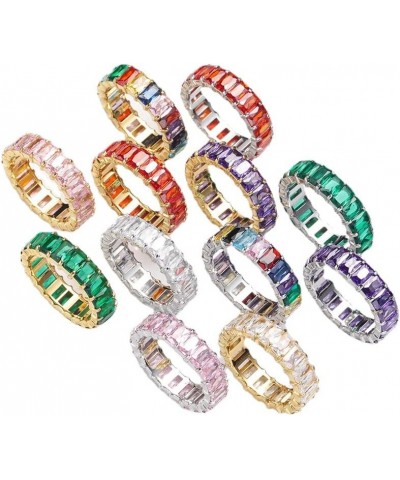 Women's Stainless Steel Colorful Zircon Gemstone Ring Size 6-10 7 Gold-Purple $10.25 Rings