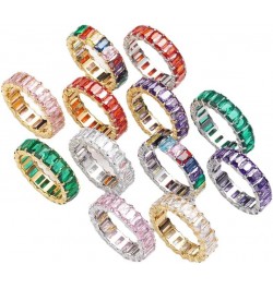 Women's Stainless Steel Colorful Zircon Gemstone Ring Size 6-10 7 Gold-Purple $10.25 Rings