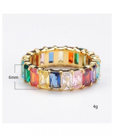 Women's Stainless Steel Colorful Zircon Gemstone Ring Size 6-10 7 Gold-Purple $10.25 Rings