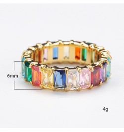 Women's Stainless Steel Colorful Zircon Gemstone Ring Size 6-10 7 Gold-Purple $10.25 Rings