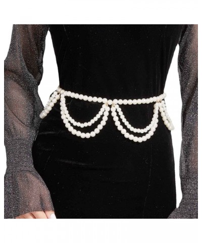 Pearl Body Chains Layered Waist Chain Beach Bikini Belly Chain Fashion Rave Party Body Jewelry Accessories for Women and Girl...