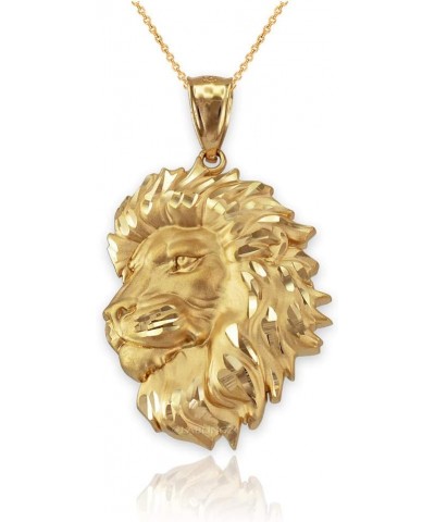 10K Yellow Gold Satin Lion Head Leo DC Pendant Necklace 18" Necklace $95.39 Necklaces