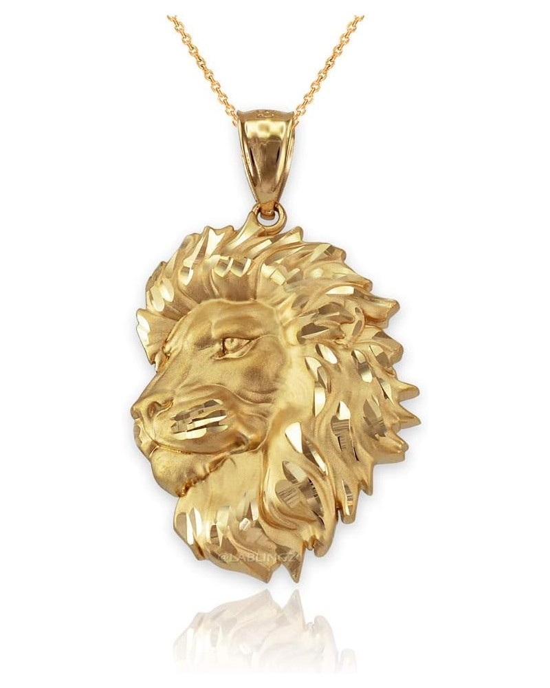 10K Yellow Gold Satin Lion Head Leo DC Pendant Necklace 18" Necklace $95.39 Necklaces