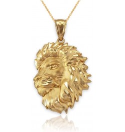 10K Yellow Gold Satin Lion Head Leo DC Pendant Necklace 18" Necklace $95.39 Necklaces