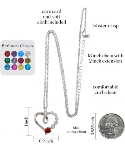 Heart Birthstone Necklace for Women Platinum Plated Sterling Silver Necklace Pendant Women's Jewelry Mothers Day Necklace Ann...