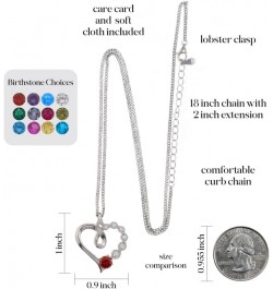 Heart Birthstone Necklace for Women Platinum Plated Sterling Silver Necklace Pendant Women's Jewelry Mothers Day Necklace Ann...