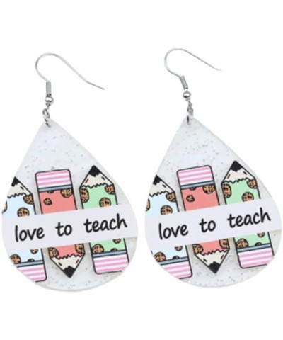 Cute Acrylic Pencil Heart Dangle Drop Earrings Colorful Pencil Shaped Earrings Teacher Teardrop Earrings Back to School Teach...