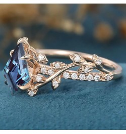 Kite Shape Natural Alexandrite Engagement Ring for Her Women,10K 14K 18K Rose Gold Alexandrite Moissanite Ring Gemstone Band ...