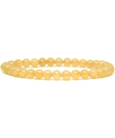 Gem Semi Precious Gemstone 6mm Round Beads Stretch Bracelet 7" Unisex Yellow Jade $7.14 Bracelets