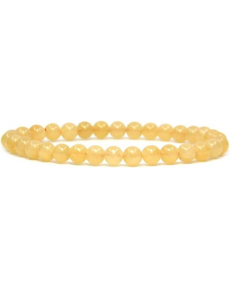 Gem Semi Precious Gemstone 6mm Round Beads Stretch Bracelet 7" Unisex Yellow Jade $7.14 Bracelets