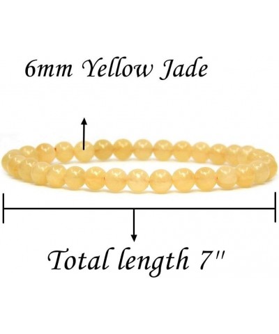 Gem Semi Precious Gemstone 6mm Round Beads Stretch Bracelet 7" Unisex Yellow Jade $7.14 Bracelets