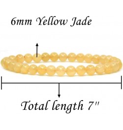 Gem Semi Precious Gemstone 6mm Round Beads Stretch Bracelet 7" Unisex Yellow Jade $7.14 Bracelets