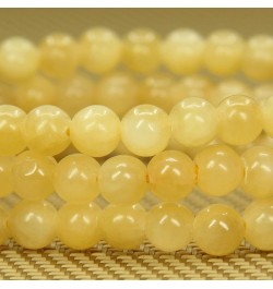 Gem Semi Precious Gemstone 6mm Round Beads Stretch Bracelet 7" Unisex Yellow Jade $7.14 Bracelets