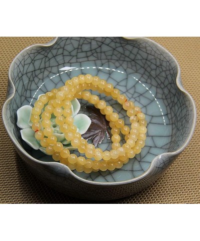 Gem Semi Precious Gemstone 6mm Round Beads Stretch Bracelet 7" Unisex Yellow Jade $7.14 Bracelets