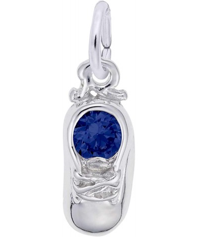 Baby Shoe Charm with Simulated Sapphire, Sterling Silver $20.80 Bracelets