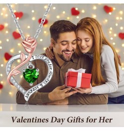 Valentines Day Gifts for Her, Sterling Silver Rose Heart Birthstone Necklace for Women Forever Love Heart Pendant Jewelry Gif...