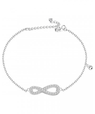 925 Sterling Silver Infinity Bracelet For Women Endless Love Small Link Bracelet Chain Adjustable 6 inch for Anniversary $9.7...