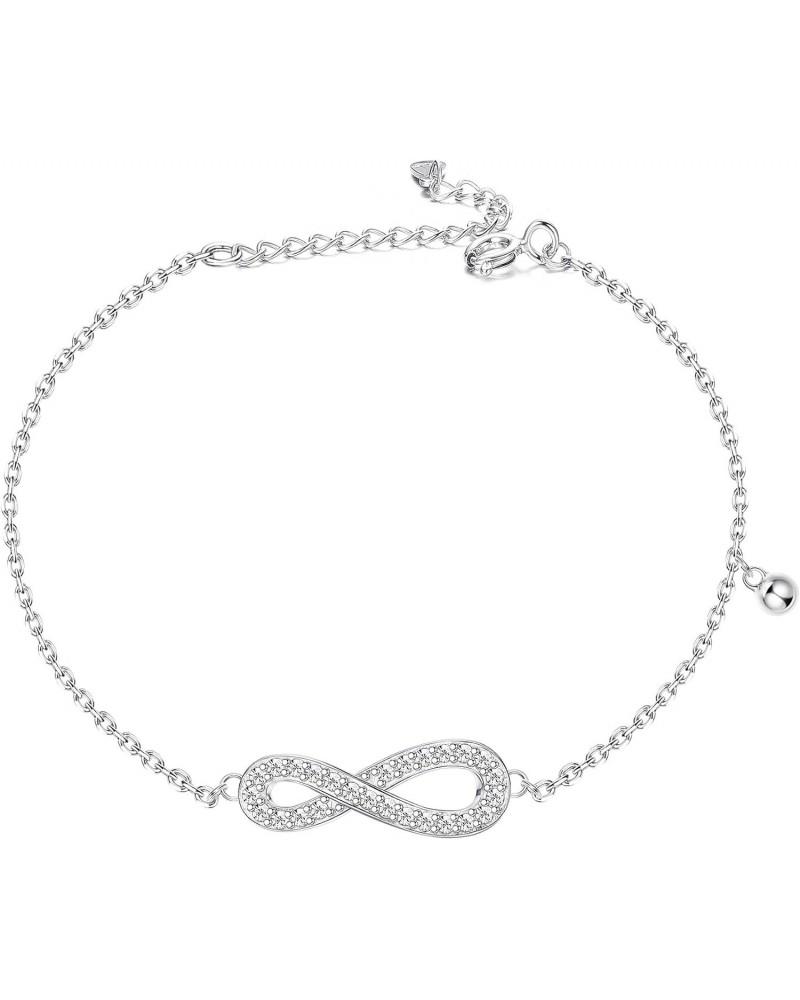 925 Sterling Silver Infinity Bracelet For Women Endless Love Small Link Bracelet Chain Adjustable 6 inch for Anniversary $9.7...