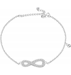 925 Sterling Silver Infinity Bracelet For Women Endless Love Small Link Bracelet Chain Adjustable 6 inch for Anniversary $9.7...