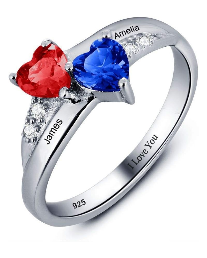 Sterling Silver Personalized Birthstone ring customized engraving fine jewelry for women mothers ring $42.36 Others