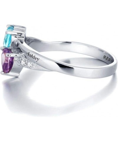 Sterling Silver Personalized Birthstone ring customized engraving fine jewelry for women mothers ring $42.36 Others