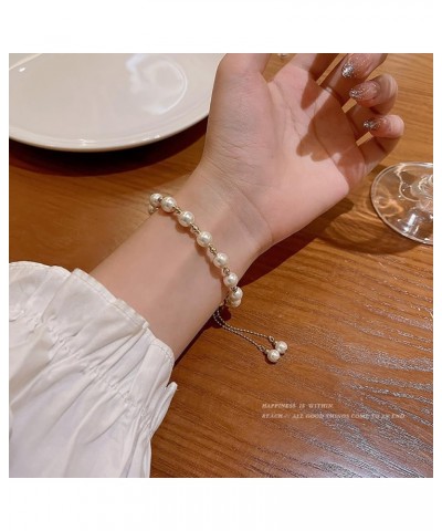 Pearl Bracelets for Women Gold Bracelet Stack Layered Pearl Stretch Beaded Bracelets Set Layered Chain BraceletsCrystal Beads...