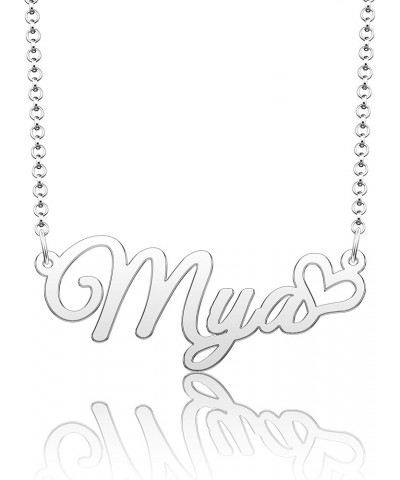 Personalized Name Necklace Custom Gold Name Plate Necklace Sterling Silver Love Heart Pendant Gift Card Mya-silver $13.04 Nec...