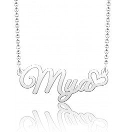 Personalized Name Necklace Custom Gold Name Plate Necklace Sterling Silver Love Heart Pendant Gift Card Mya-silver $13.04 Nec...