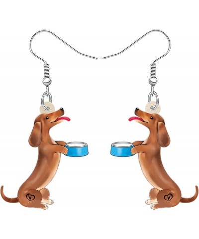 Acrylic Cute Dachshund Dog Earrings Dangle Drop Anime Puppy Pets Jewelry Gifts for Women Girls Kids Dog Lovers Charms Brown $...