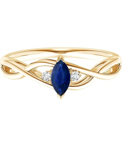 Criss-Cross 0.30 Ctw Marquise Blue Sapphire Gemstone 925 Sterling Silver Solitaire Ring with Side Accents yellow gold plated ...