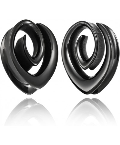 2PCS 8mm-25mm (0G-1") Spiral Saddle Plugs Gauges Tunnels for Stretched Ears, Hypoallergenic 316 Stainless Steel Ear Tunnels G...