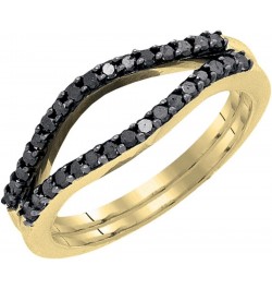 0.35 Carat Round Black Diamond Anniversary Enhancer Guard Wedding Band for Ladies in 10K Gold 7 Yellow Gold $147.45 Others