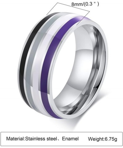 Unisex Stainless Steel 8mm Unique Cool Enamel Rainbow Stripes Homosexuals LGBT Gay Pride Ring Eternity Couple Wedding Band As...