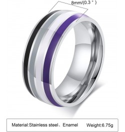 Unisex Stainless Steel 8mm Unique Cool Enamel Rainbow Stripes Homosexuals LGBT Gay Pride Ring Eternity Couple Wedding Band As...