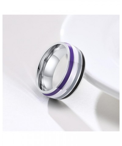 Unisex Stainless Steel 8mm Unique Cool Enamel Rainbow Stripes Homosexuals LGBT Gay Pride Ring Eternity Couple Wedding Band As...