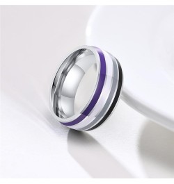 Unisex Stainless Steel 8mm Unique Cool Enamel Rainbow Stripes Homosexuals LGBT Gay Pride Ring Eternity Couple Wedding Band As...