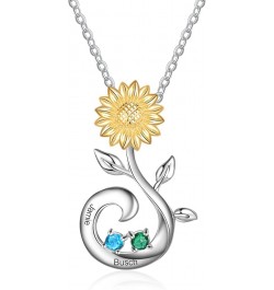 Personalized Sunflower Simulated Birthstone Necklace You are My Sunshine Custom Name Necklace Jewelry Gift for Women Girls Wi...