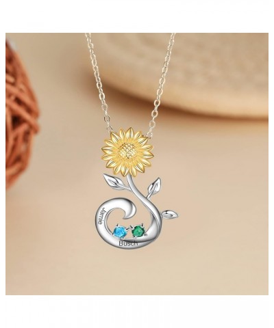 Personalized Sunflower Simulated Birthstone Necklace You are My Sunshine Custom Name Necklace Jewelry Gift for Women Girls Wi...