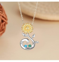 Personalized Sunflower Simulated Birthstone Necklace You are My Sunshine Custom Name Necklace Jewelry Gift for Women Girls Wi...