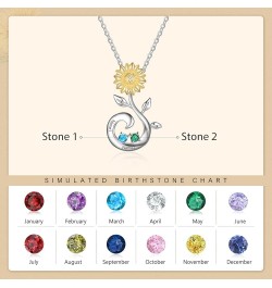 Personalized Sunflower Simulated Birthstone Necklace You are My Sunshine Custom Name Necklace Jewelry Gift for Women Girls Wi...