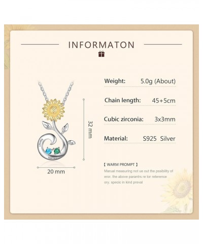 Personalized Sunflower Simulated Birthstone Necklace You are My Sunshine Custom Name Necklace Jewelry Gift for Women Girls Wi...