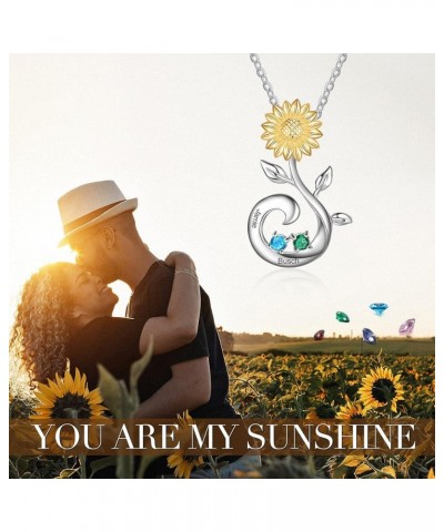 Personalized Sunflower Simulated Birthstone Necklace You are My Sunshine Custom Name Necklace Jewelry Gift for Women Girls Wi...