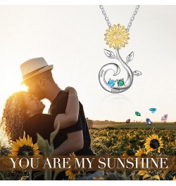 Personalized Sunflower Simulated Birthstone Necklace You are My Sunshine Custom Name Necklace Jewelry Gift for Women Girls Wi...