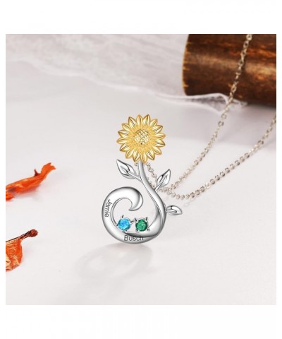 Personalized Sunflower Simulated Birthstone Necklace You are My Sunshine Custom Name Necklace Jewelry Gift for Women Girls Wi...